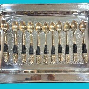 11- Vintage Siam/Thailand Brass Buddha Demitasse Spoons‎
